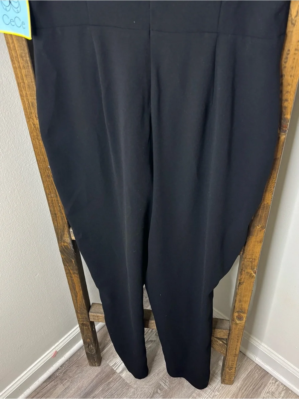 CeCe Black Short Sleeve Wrap Jumpsuit Size 6